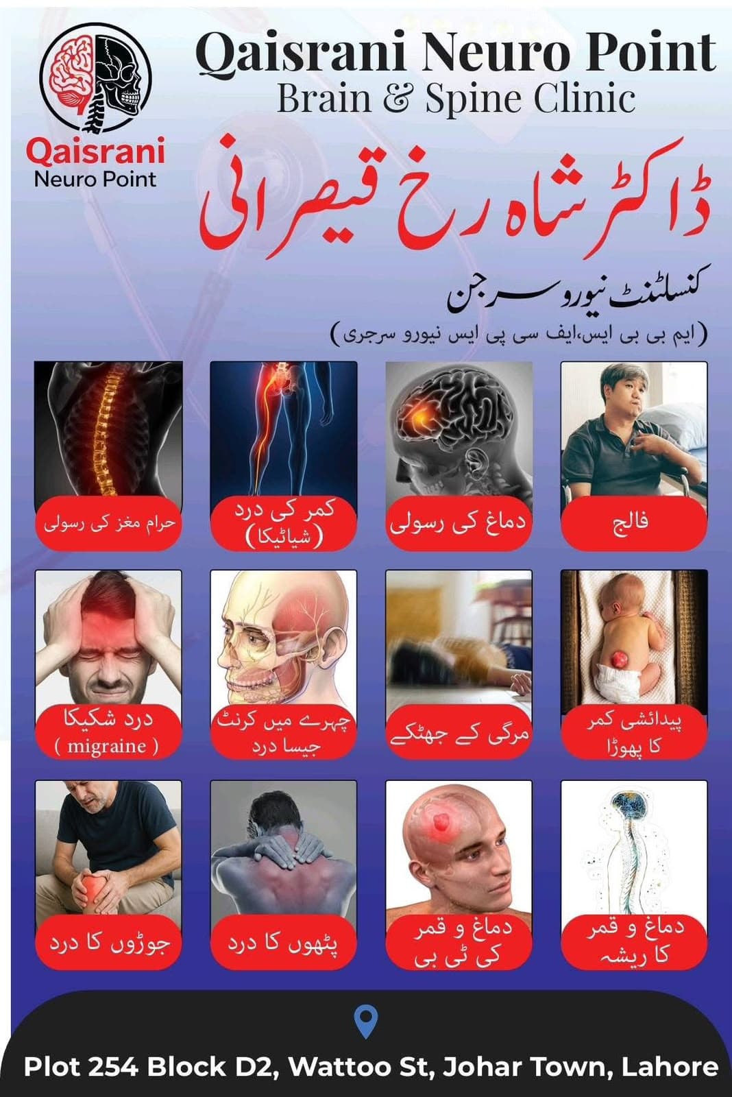 Qaisrani Neuro Point clinic services in Urdu